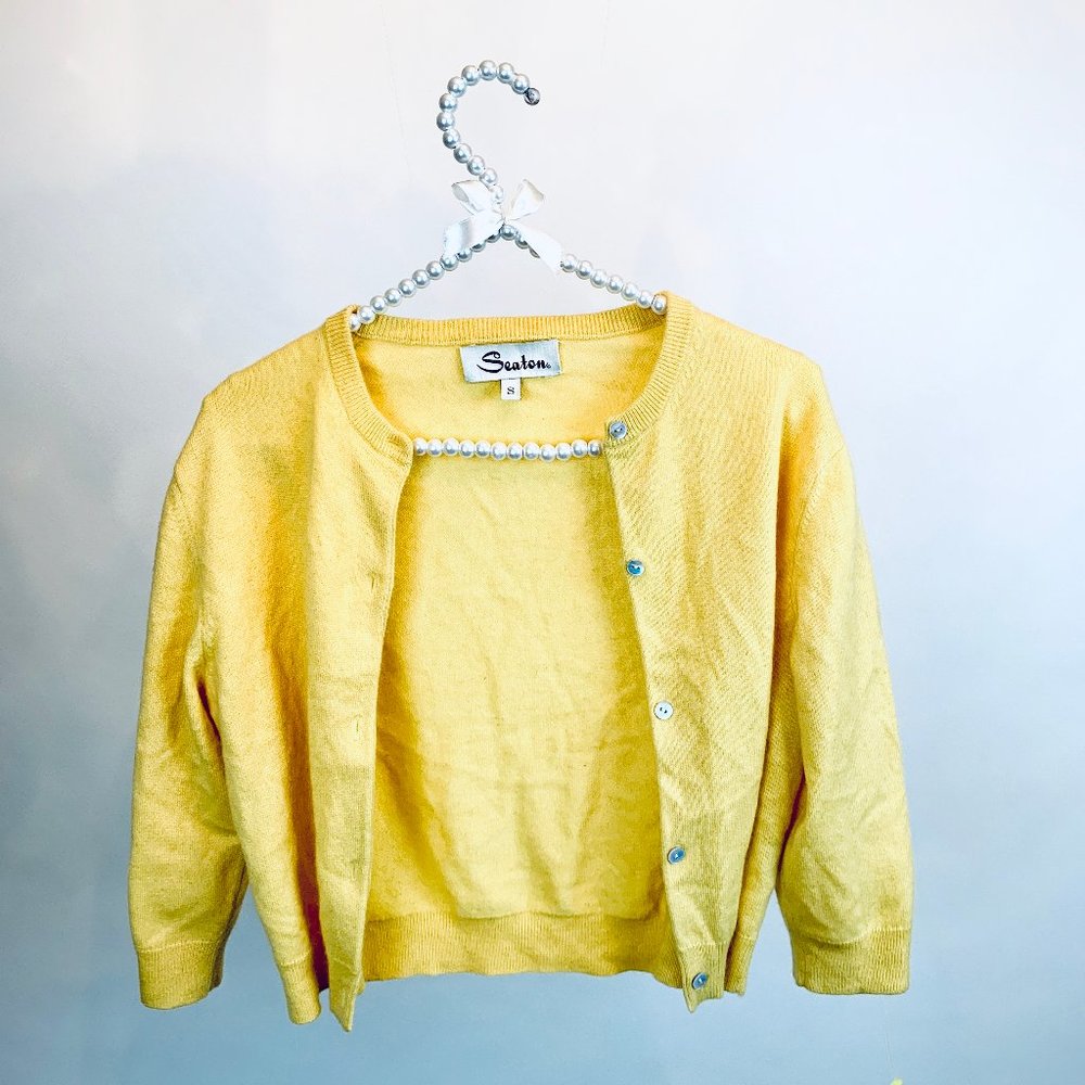 Seaton yellow cashmere cardigan sweater small